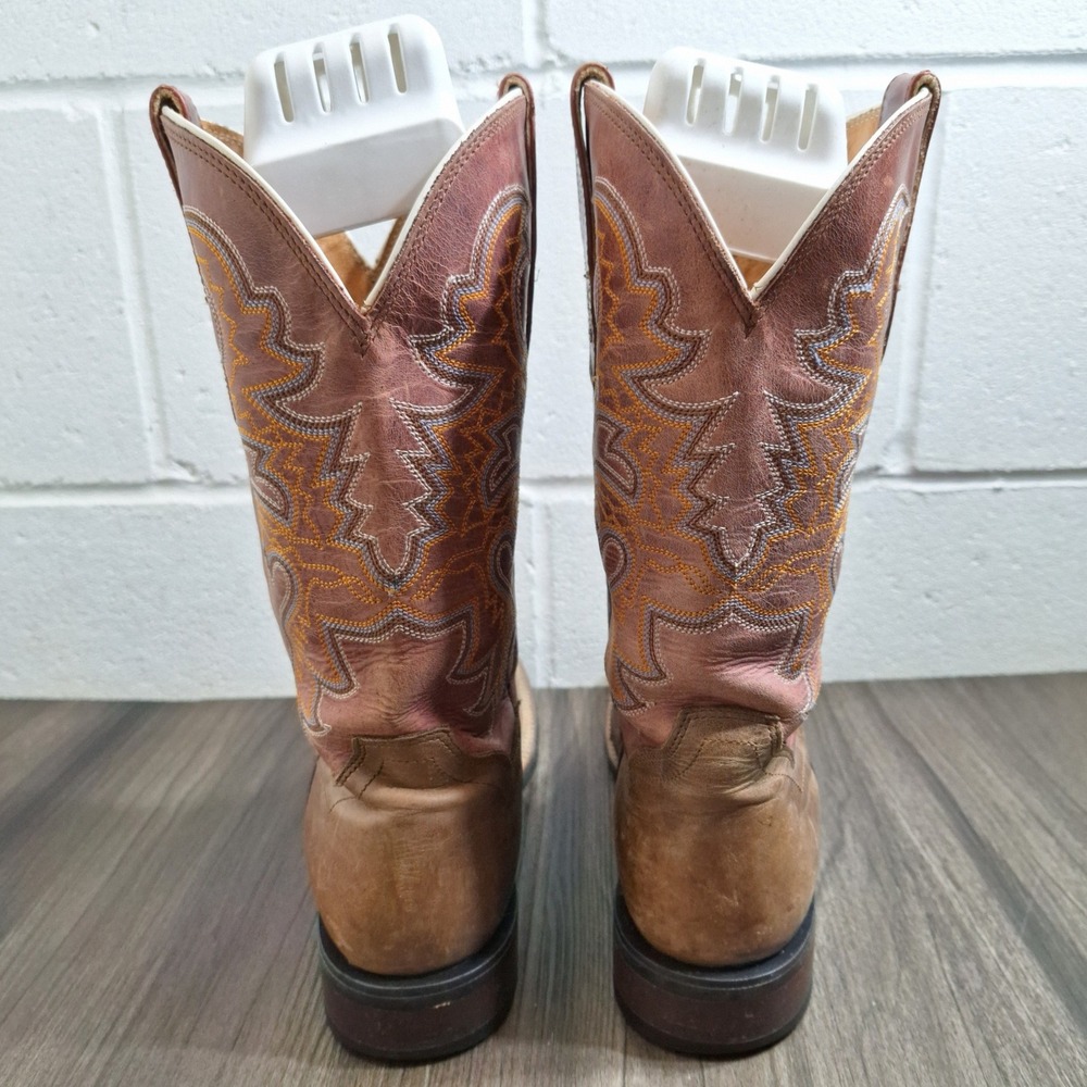 Dan Post Cowgirl Certified Leather Western Cowboy Boots Tan Mauve Square Toe 10M - Picture 4 of 8